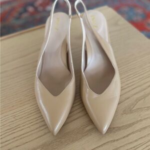 Inez Mia Nude Slingback Heels Size 10 Narrow Pointed Toe Elegant Neutral Pumps